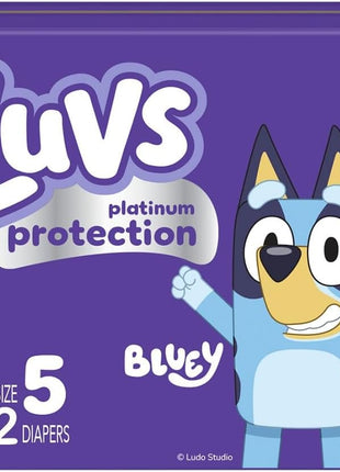 Luvs Size 5 Baby Diapers, Platinum Protection Bluey Diapers for Day & Night,Size 5 (27+ lb), 172 Count