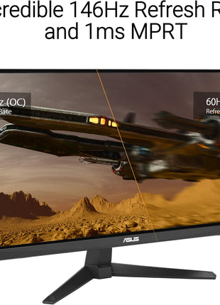ASUS TUF Gaming 24" (23.8" viewable) 1080P Monitor (VG249QE5A) - FHD, 144Hz Overclock to 146Hz, IPS, Extreme Low Motion Blur Sync, 1ms, Speakers, Variable Overdrive, DisplayWidget Center, 3yr Warranty