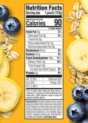 Happy Tot Organics Stage 4 Baby Food Pouches, Gluten Free, Super Morning Fruit & Oat Blend, Bananas, Blueberries, Yogurt, Oats & Chia, 4 Oz (Pack of 8)