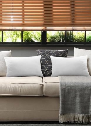 Utopia Bedding 12x20 Pillow Inserts, White Throw Pillows for Couch, 2 Pack | 100% Virgin Filling, Indoor cushion inserts for bed, sofa & couch, Supportive & fluffy decorative pillows, Set of 2, White