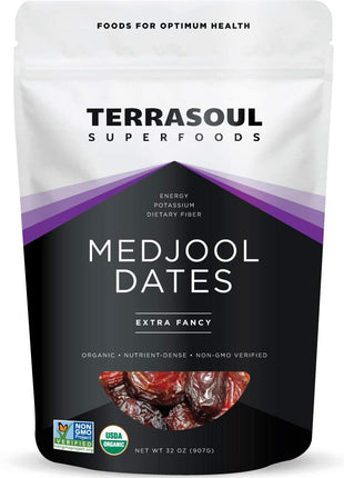 Terrasoul Superfoods Organic Medjool Dates, 2 Lbs - Soft Chewy Texture | Sweet Caramel Flavor | Farm Fresh