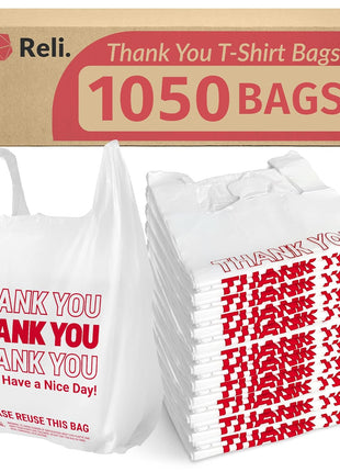 Reli. Plastic Bags Thank You (1050 Count) | White Grocery Bags Handles | Shopping (Plastic)