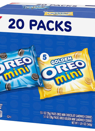 Oreo Mini Mix Sandwich Cookies Variety Pack, 20 Snack Packs | Individually Wrapped, Always made with Real Cocoa, Certified Kosher