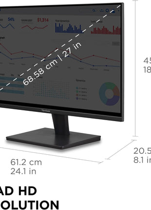 ViewSonic VS2725-2K 27 Inch QHD 1440p Monitor with 100Hz, HDMI, DisplayPort, and Variable Refresh Rate for Home and Office