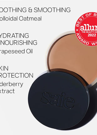 Saie Sun Melt Duo - The Big Brush - Soft, Multi-Use Liquid + Cream Makeup Brush With Synthetic Bristles Bundled With Sun Melt Bronzer in Light Bronze - Buildable Cream Contour, Velvet Finish (1 oz)
