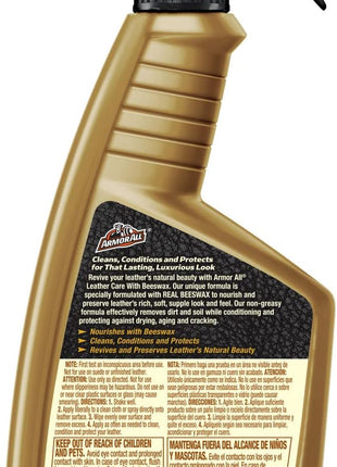 Armor All Car Leather Cleaner Spray, Beeswax Leather Care Spray for Cars, Trucks, Motorcycles, 16 Oz Each