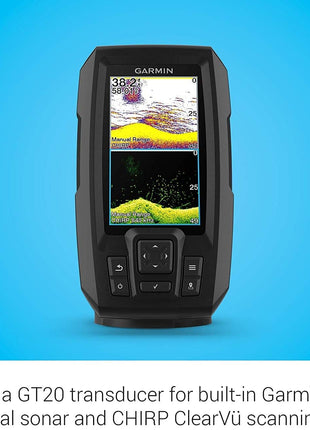 Garmin Striker Vivid 4cv Bundle with Transducer and Protective Cover, 4-inch Color Fishfinder, Vivid Scanning Sonar Color Palettes 010-02550-00