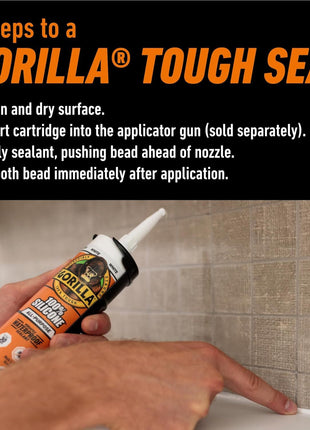 Gorilla Waterproof Caulk & Seal Silicone Sealant, 10oz Cartridge (Pack of 1) - White Caulking Sealant for Kitchen, Window, Bath, Marine, Door and More