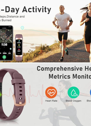 Fitness Tracker with Step Counter/Calories/Stopwatch, Activity Tracker, Health Tracker with Heart Rate Monitor, Sleep Tracker,1.10''AMOLED Touch Color Screen, Pedometer Watch for Women Men