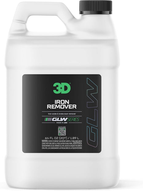 3D GLW Series Iron Remover – Fast Acting Fallout & Brake Dust Cleaner | pH Balanced Wheel & Paint Decontamination | DIY Detailing Spray | Made in USA |64 oz