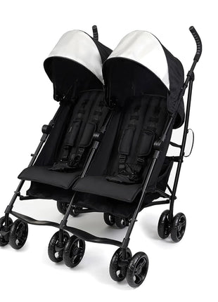 Summer Infant 3Dlite Folding Lightweight Side by Side Double Stroller with 5-Point Safety Harness for Infants and Toddlers, Black