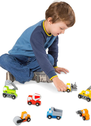 Melissa and Doug MD3180 Wooden Construction Site Vehicles Set (8 Pieces)
