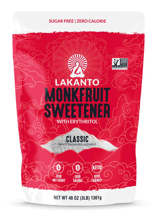Lakanto Monk Fruit Sweetener with Erythritol, White Sugar Substitute From Monk Fruit Extract, Classic White Sugar Replacement for Baking, Coffee & Tea, Gluten Free, Low Carb, Non GMO, Keto (3 lb)