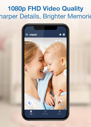VTech Smart WiFi Baby Monitor, 2 Cameras – See Both Rooms at Home or from Anywhere, Free App, 1080p Split Screen, 5inch HD Screen, Pan-Tilt-Zoom, Night Vision | VM901-2
