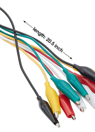 WG-026 10 Pieces and 5 Colors Test Lead Set & Alligator Clips,20.5 inches / 22 AWG Copper Wire. The Clips soldered and Stamped to the Wires. (1 Pack)