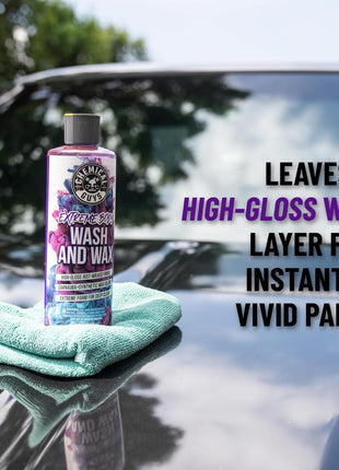 Chemical Guys Extreme Bodywash & Wax Foaming Car Wash Soap - Soap for Foam Cannons, Foam Guns, or Bucket Washes for Cars, Trucks, Motorcycles, RVs, and More, Grape Scent - 16 oz