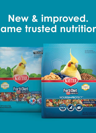 Kaytee Forti-Diet Pro Health Nourish+Protect Cockatiel Food, Comprehensive Nutrition Backed by Science, Digestive Health, Immune Support, 5 pounds
