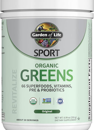 Garden of Life Sport Nutrition Organic Greens Powder, Original, 30 Servings