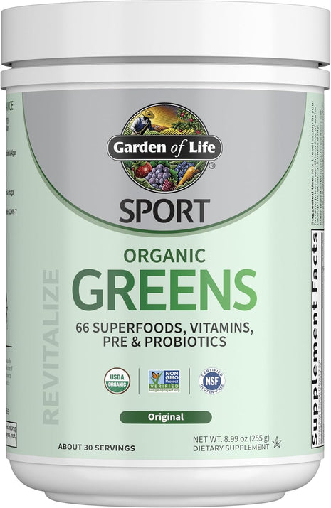 Garden of Life Sport Nutrition Organic Greens Powder, Original, 30 Servings