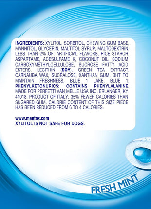 Mentos Pure Fresh Sugar Free Chewing Gum with xylitol, Fresh Mint, 120 Piece Bulk Resealable Bag (Pack of 1)