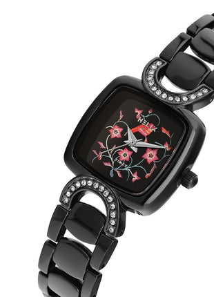 Helix by Timex Analog Watch for Women with Black Square Dial & Black Stainless Steel Bracelet Band Water Resistant Women's Wrist Watches - TW063HL03T