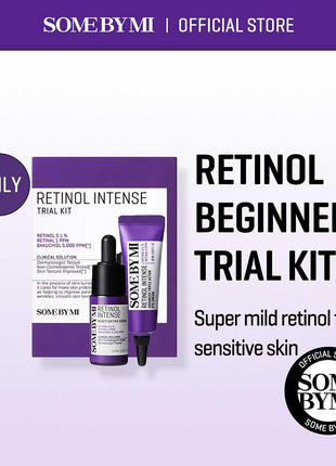 SOME BY MI Retinol Intense Trial Kit - Serum and Eye Cream, 0.33Oz - Mild Korean 0.1% Retinol Face Serum and Eye Cream for Beginner - Skin Texture, Elasticity and Under Eye Care - Korean Skin Care