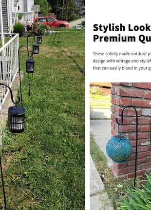 Ottsuls Bird Feeder Pole, 45 INCH Heavy Duty Shepherds Hooks for Outdoor with 5 Prong Base, Adjustable Stand Hanger for Garden Plant, Hummingbird Feeder, Lantern, Hanging Wedding Decor (2 Pack)