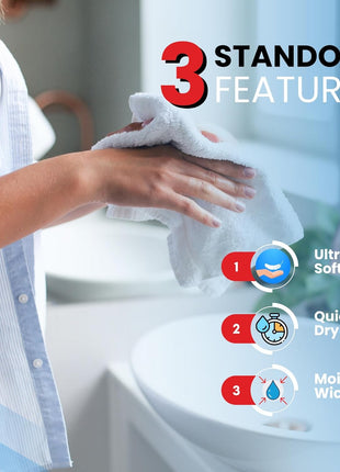Infinitee Xclusives 100% Cotton Luxury Wash Cloths for Showering - 12 Pack | Washcloths [13x13] - Soft and Absorbent Face Towels for Bathroom Wash Clothes - Gym, Spa & Hotel Use