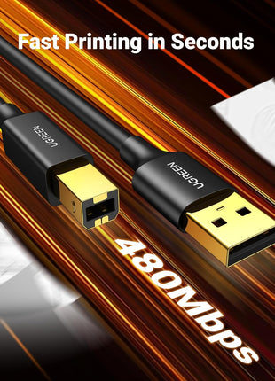 UGREEN USB A to USB B Printer Cable 5ft - High-Speed for HP, Canon, Brother, Samsung, Dell, Epson, Lexmark, Xerox, and More