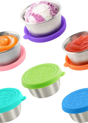 6x1.6 Oz Salad Dressing Containers With Lids, Small Leakproof Reusable Stainless Steel Salad Dressing Container To Go For Lunch Boxes,Sauce containers, Picnics,Travel Meal Prep And Kitchen Storage.