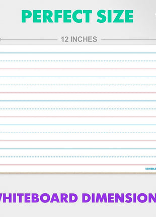 Scribbledo Small Dry Erase Board with Lines for Kids, 9x12 Double Sided | Ruled Whiteboard for Handwriting Practice, Classroom and Homeschool Supply, Portable, Easy to Clean, Robust