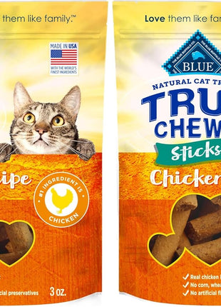 Blue Buffalo True Chews Sticks Natural Cat Treats, Chicken Recipe, Meaty & Savory Treats Made in The USA, 3-oz. Bag (Pack of 2)