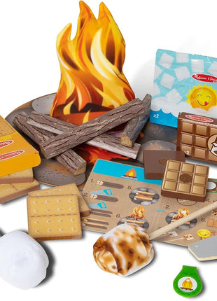 Melissa & Doug Let's Explore Campfire S'mores Set with Toy food & Kids Play Kitchen Accessories, Preschool Learning Toys for Girls & Boys 3+