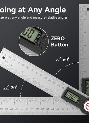 GemRed 82305 Digital Angle Finder GemRed Protractor Stainless steel 7inch 200mm (Black Button)