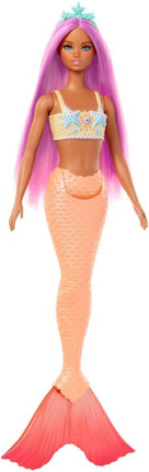 Barbie Fantasy Mermaid Doll and Fashions | Pink Fantasy Hair and Headband Accessory, Toy with Starfish-Inspired Bodice and Soft Orange Tail, Ages 3+