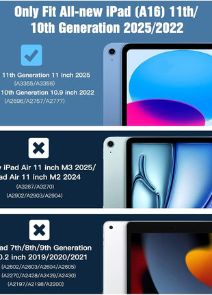 TiMOVO Case for iPad A16 11th Gen 11"/10th Gen 10.9", Abyss Blue | Pencil Holder, Slim Trifold Stand Protective Cover, Clear Transparent Back Shell, Auto Wake/Sleep