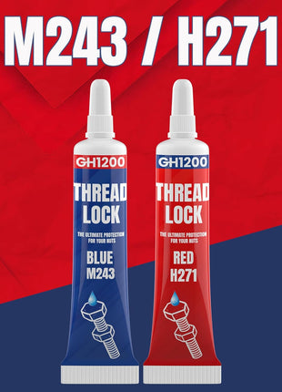 GH1200-6gx2 Pack Thread Lock Medium and Strong Strength for Nuts, Bolts, and Metals, Threadlocker Lock Tight & Seal Fasteners with Stable and Consistent Performance