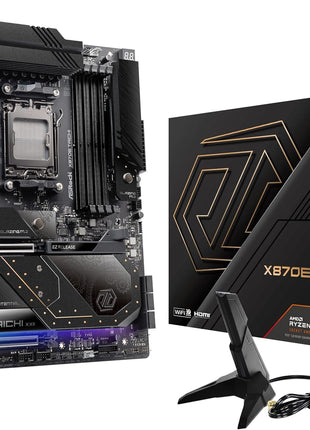ASRock AMD X870E Taichi Ryzen Socket AM5 X870 Dual Channel DDR5 DIMMs 256 GB 8200 EATX Motherboard M.2 LED WiFi 7