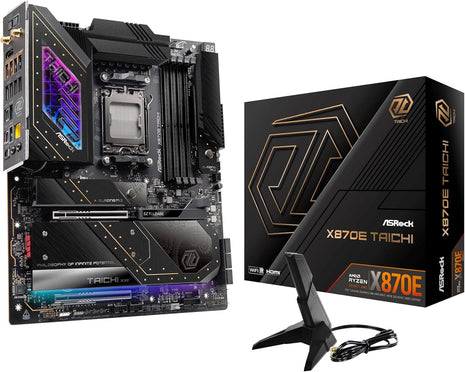 ASRock AMD X870E Taichi Ryzen Socket AM5 X870 Dual Channel DDR5 DIMMs 256 GB 8200 EATX Motherboard M.2 LED WiFi 7