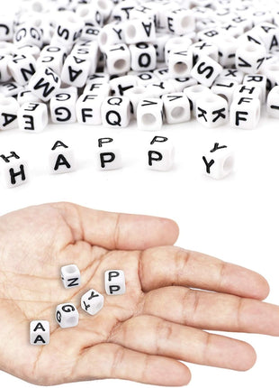 Augshy 700PCS White Letter Beads Alphabet Beads for Making DIY (6mm)