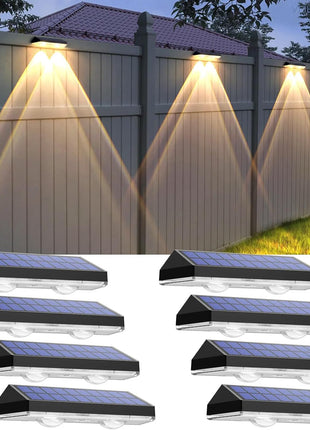 Solar Fence Lights Outdoor - 2700/4000/6000K 3 Mode, 8 Pack Solar Fence Lights Outdoor Waterproof LED, Fence Light Solar Powered for Outside, Backyard, Railing, Step, Patio,Wall and Home Improvement