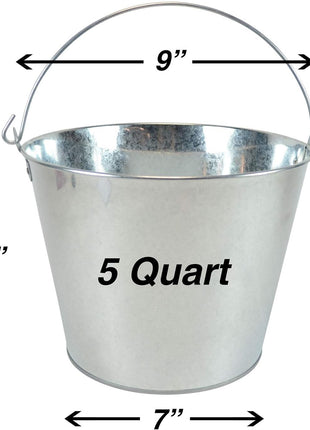 5-Quart Galvanized Pail Beer Bucket 9x9x7 inches (Pack of 3)