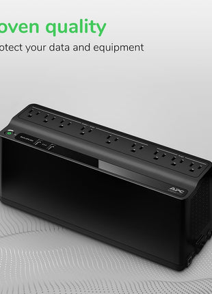 APC Back-UPS 850VA / 450W UPS Battery Backup & Surge Protector, 9 Outlets, Type A Charger, BE850G2 Uninterruptible Power Supply for Home Office & Computer