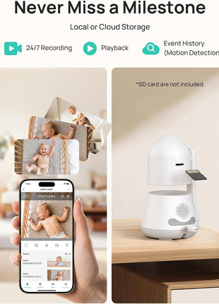 Dr.Care LumiView Smart WiFi Baby Monitor - 5inch 1080P FHD & 2K Camera App Control, Privacy Mode, 5000mAh Removable Battery,Cry & Motion Alerts, HD Night Vision, RGB Night Light, Multi-User, 1279ft Range