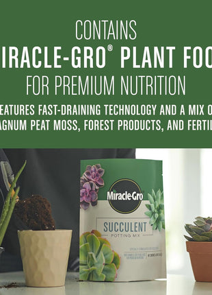 Miracle-Gro Succulent Potting Mix - Potting Soil Mix for Indoor Succulents, Aloe Vera and More, Made with Miracle-Gro Plant Food, 4 qt.