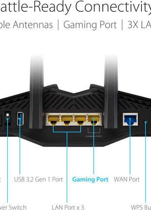 ASUS RT-AX82U (AX5400) Dual Band WiFi 6 Extendable Gaming Router, Gaming Port, Mobile Game Mode, Aura RGB, Included AiProtection Pro Security, Instant Guard, VPN, AiMesh Compatible