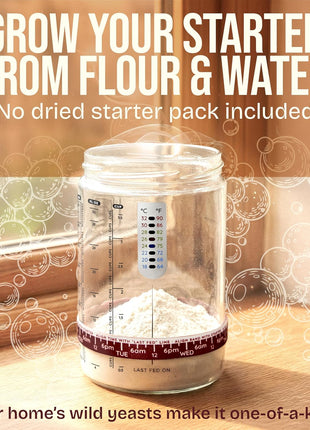 Superbaking Sourdough Starter Jar, Beginner Sourdough Starter Kit, 34oz Wide Mouth Sour Dough Glass Jar with Guides & Recipes, Sourdough Bread Baking Supplies, Sourdough Container Crock