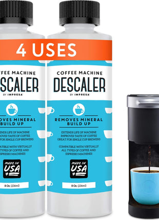 IMPRESA Coffee Machine Descaler, 2-Pack (1-Year Supply) Universal Descaling | Solution for Keurig, Nespresso, Breville, De'Longhi, Jura & Ninja – Coffee Maker Cleaner and Limescale Remover – Made in USA