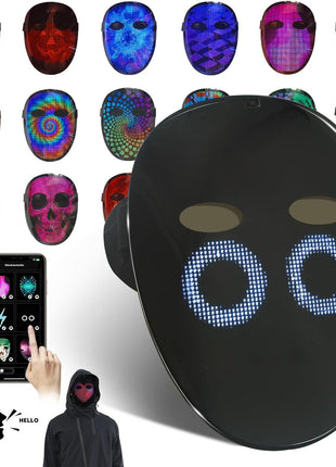 MOYACA Led Mask with Gesture Sensing, Light up mask with 50 Pattern Display for Men/Women LED Halloween Mask for Costume Cosplay Party Indoor and Outdoor