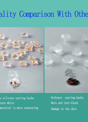 Earring Backs,18K Gold Silicone Earring Backs for Studs/Droopy Ears,Locking Secure Earring Backs for Heavy Earring,No-Irritate Hypoallergenice Soft Clear Earring Backs for Adults